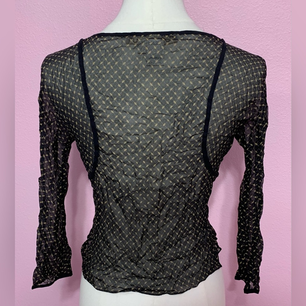 VTG Studio M 100% silk black/tan blouse, top with 3/4 sleeves - 0 - Picture 4 of 10